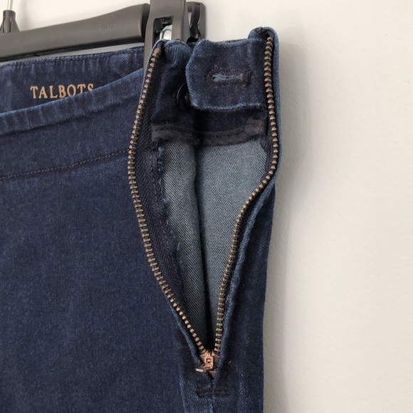 Talbots Heritage Dark Wash Denim Blue Ankle Skinny Jeans Side Zipper Size 10 - Picture 5 of 14